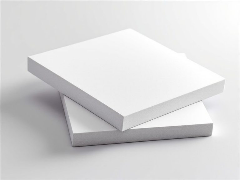 Plaques de PVC expansé blanc mat empilées, découpe sur mesure