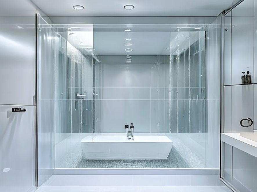 Paroi de douche en PMMA transparent avec chants polis miroir
